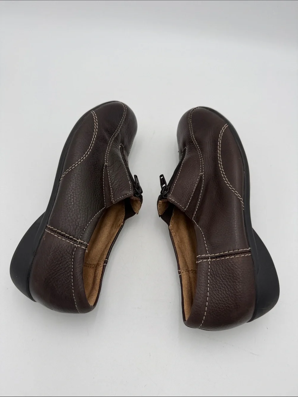Naturalizer Men's Dark Brown Front-Zip Slip-On Loafers women 8M casual office
